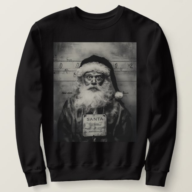 Weihnachtsmann Mugshot: Ungezogene Liste falsch Sweatshirt (Design vorne)