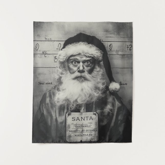 Weihnachtsmann Mugshot: Ungezogene Liste falsch Wandteppich (Vorderseite)