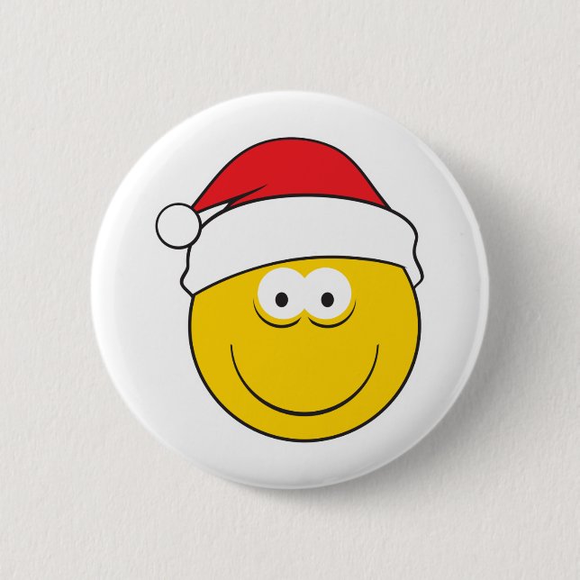 Weihnachtsmann-Mütze Gesicht Button (Vorderseite)
