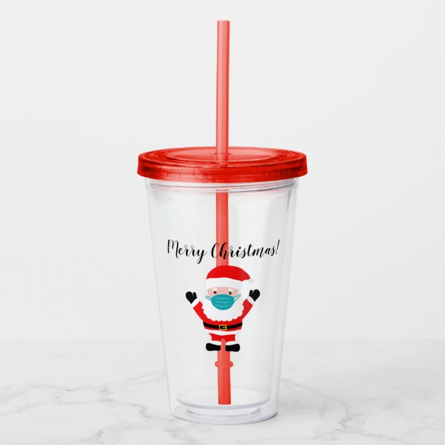Weihnachtsmann nach Maß mit Cartoon Acryltrinkbecher (Vorderseite)