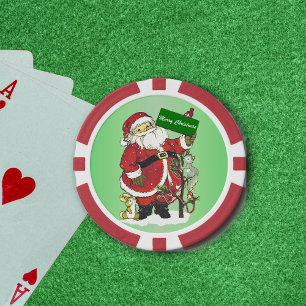 Weihnachtsmann-Niedliche Tiere frohe Weihnachten Pokerchips