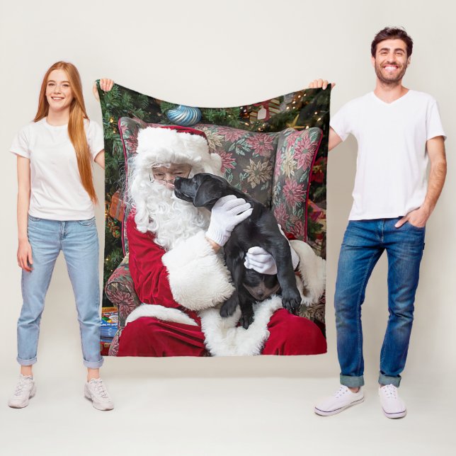 Weihnachtsmann Niedlicher Welpenschwarzer Labrador Fleecedecke (Beispiel)