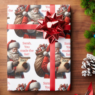 Weihnachtsmann & Nizza Liste Name Weihnachten hinz Geschenkpapier