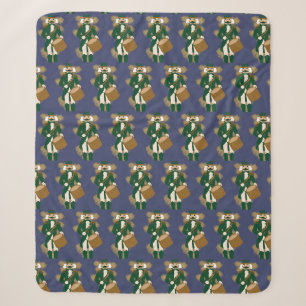 Weihnachtsmann Nussknacker Dunkelblau Sherpadecke