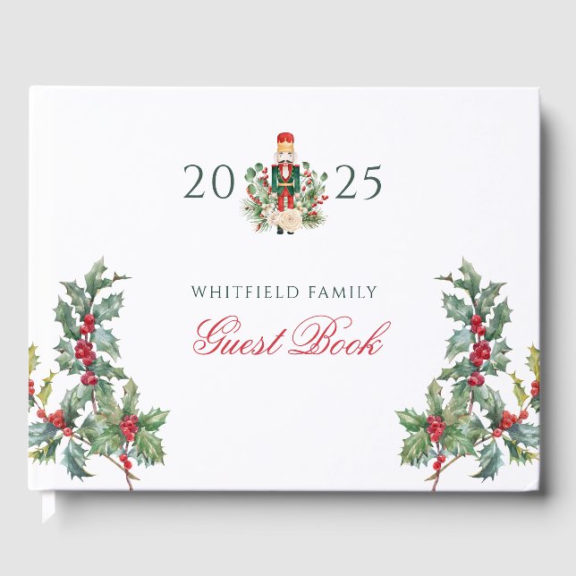 Weihnachtsmann Nutcracker Red Berries Skript Gästebuch (Vorderseite)