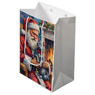 Weihnachtsmann Oriental Blue Cat Weihnachtskunst Mittlere Geschenktüte