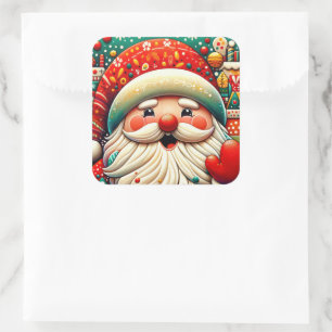 Weihnachtsmann Papai Noel Baba Saint Nicholas Kris Quadratischer Aufkleber