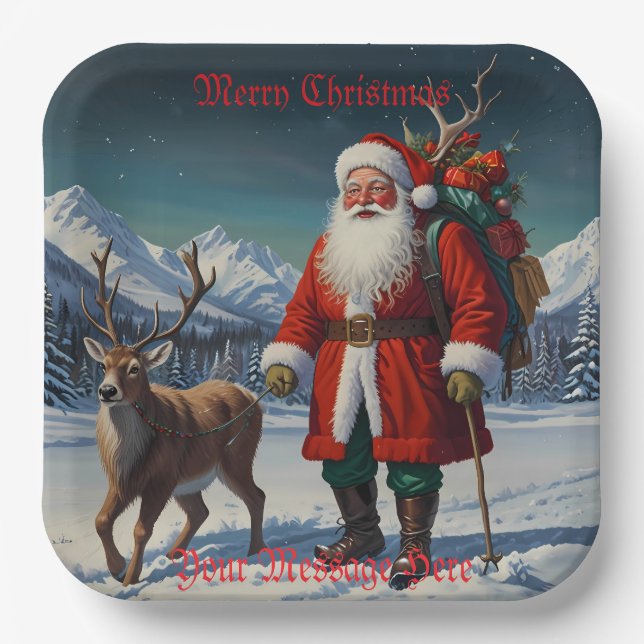 Weihnachtsmann Pappteller (Vorderseite)