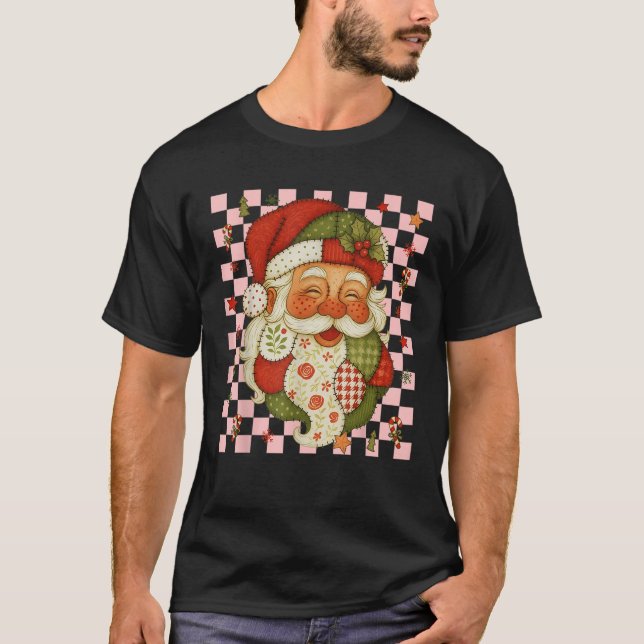 Weihnachtsmann Patchwork Matching Family 20 T-Shirt (Vorderseite)