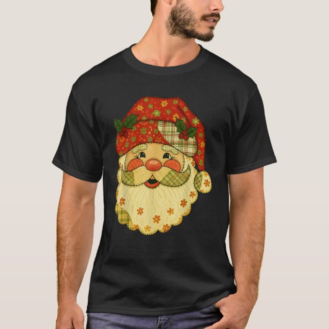 Weihnachtsmann Patchwork Matching Family Xm T-Shirt (Vorderseite)
