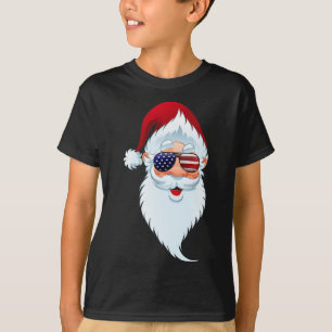 Weihnachtsmann Patriotischer Usa Sonnenbrille Weih T-Shirt
