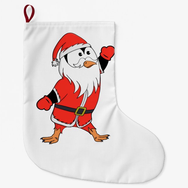 Weihnachtsmann Penguin Weihnachten bereit Großer Weihnachtsstrumpf (Vorderseite)