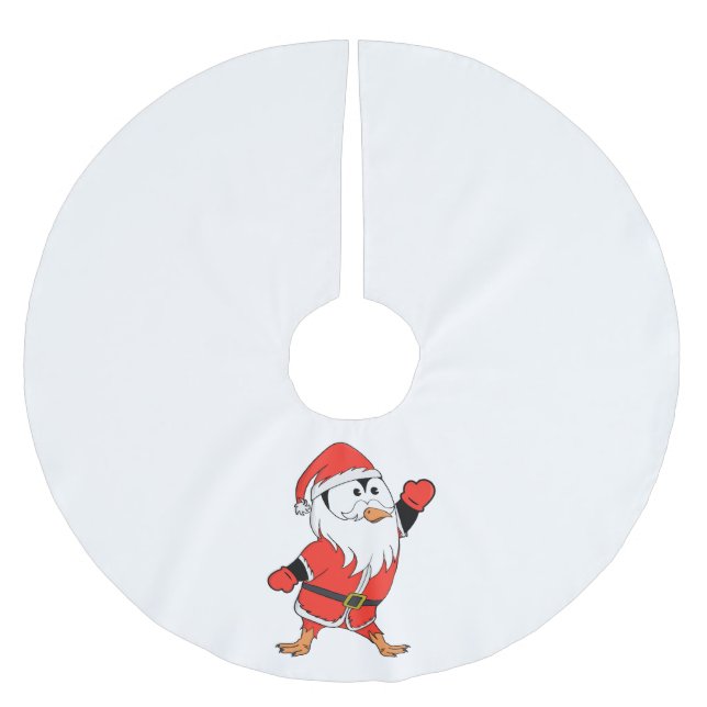 Weihnachtsmann Penguin Weihnachten bereit Polyester Weihnachtsbaumdecke (Vorderseite)