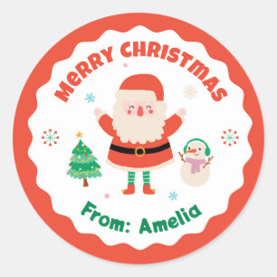 Weihnachtsmann Personalisiert Weihnachtsaufkleber Runder Aufkleber
