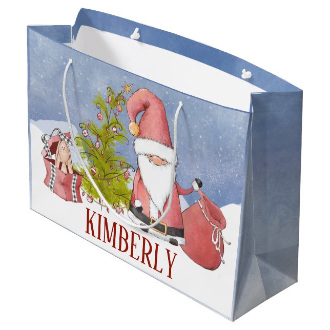 Weihnachtsmann Personalisierte Weihnachtsfeier Gro Große Geschenktüte (Rückseite Schrägansicht)