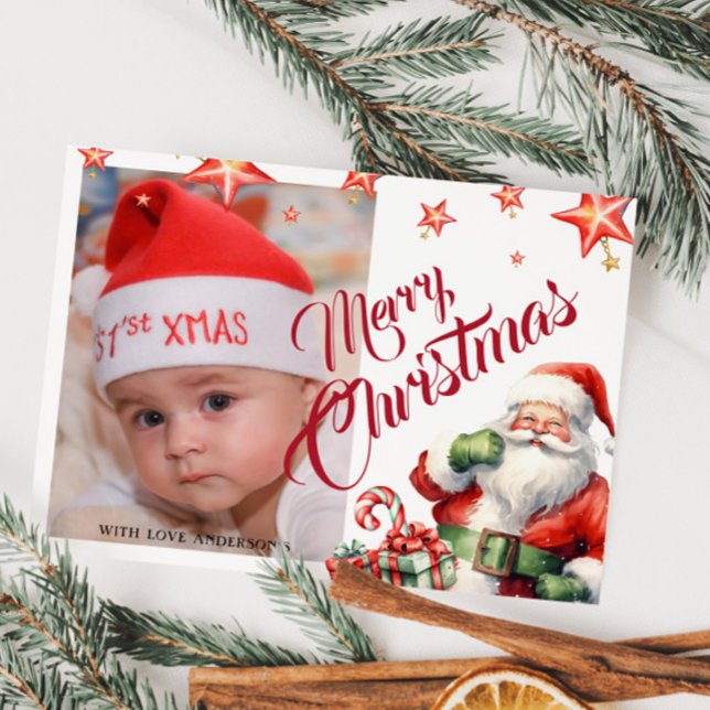 Weihnachtsmann Personalisiertes Foto Postkarte (Von Creator hochgeladen)