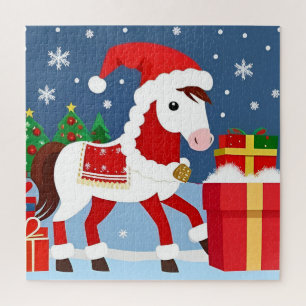Weihnachtsmann Pferd Santa Hut Szene für festliche