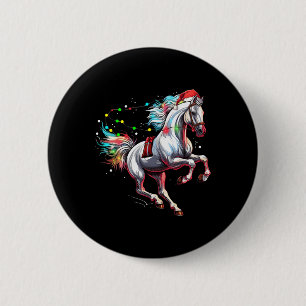 Weihnachtsmann Pferd Weihnachten Kunst Pferdereite Button