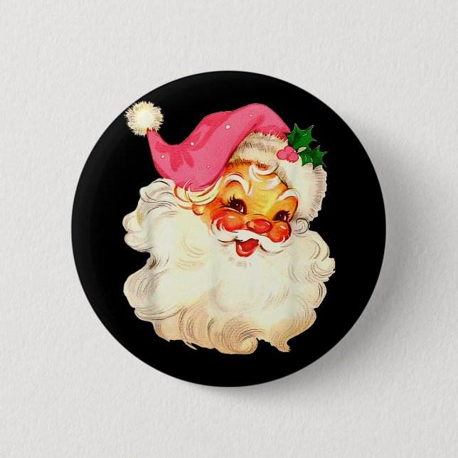 Weihnachtsmann Pink Weihnachtsgesicht Alte Weihnac Button (Vorderseite)