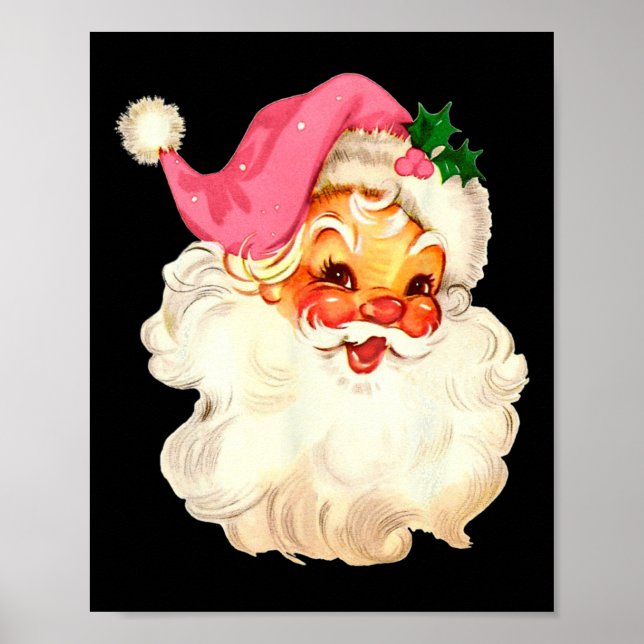 Weihnachtsmann Pink Weihnachtsgesicht Alte Weihnac Poster (Vorne)