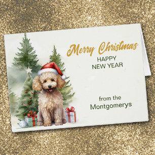 Weihnachtsmann Poodle mit Geschenken Weihnachten