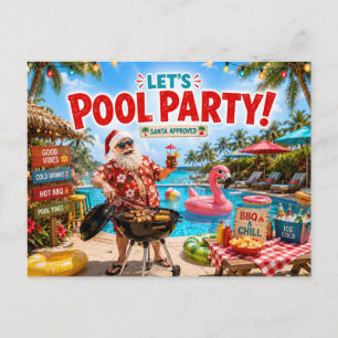 Weihnachtsmann-Pool-Weihnachtsfeier-Einladung Postkarte