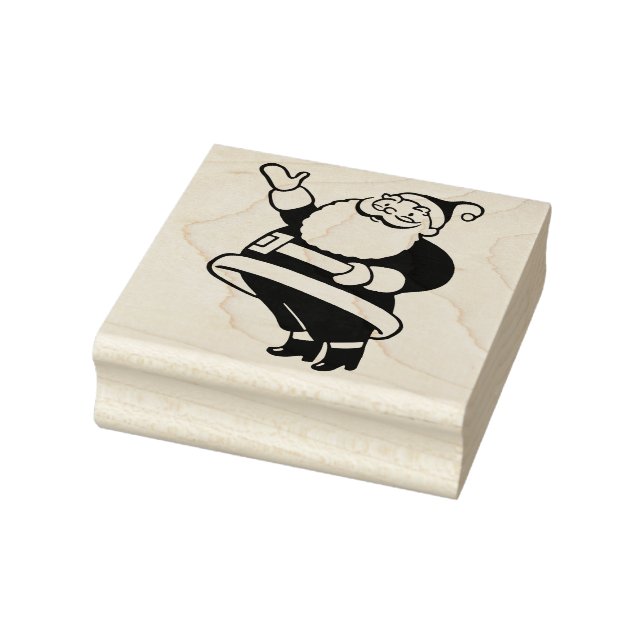 Weihnachtsmann präsentiert Gummi-Briefmarke Gummistempel (Stempel)