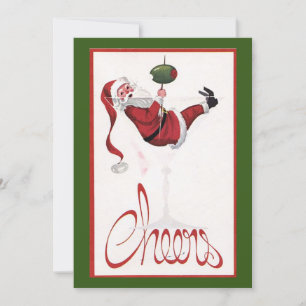 Weihnachtsmann Prost Karte Vintage Weihnachten