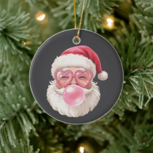 Weihnachtsmann pustet Bubble Weihnachten Lustiges  Keramik Ornament