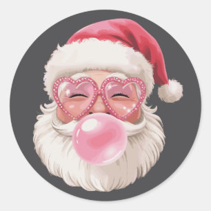 Weihnachtsmann pustet Seifenblasen Weihnachten Lus Runder Aufkleber