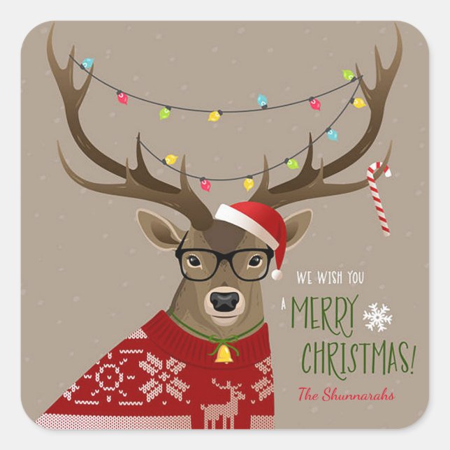 Weihnachtsmann Quadratischer Aufkleber (Vorderseite)