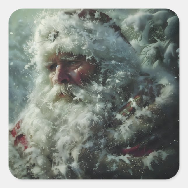 Weihnachtsmann Quadratischer Aufkleber (Vorderseite)