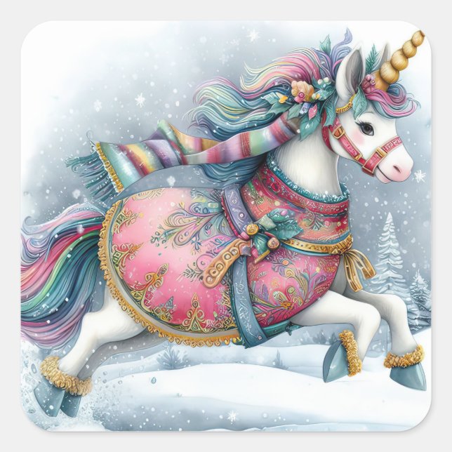 Weihnachtsmann Quadratischer Aufkleber (Vorderseite)