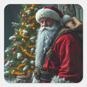 Weihnachtsmann Quadratischer Aufkleber
