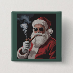 Weihnachtsmann raucht Party Lustige Weihnachten Fe Button