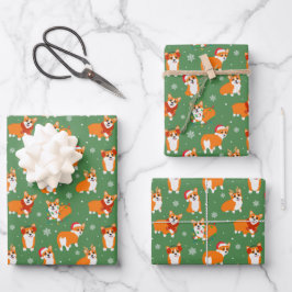 Weihnachtsmann Reindeer Happy Corgi Dog Haustier Geschenkpapier Set