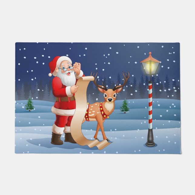 Weihnachtsmann Reindeer Niedlich Winter Fußmatte (Vorderseite)