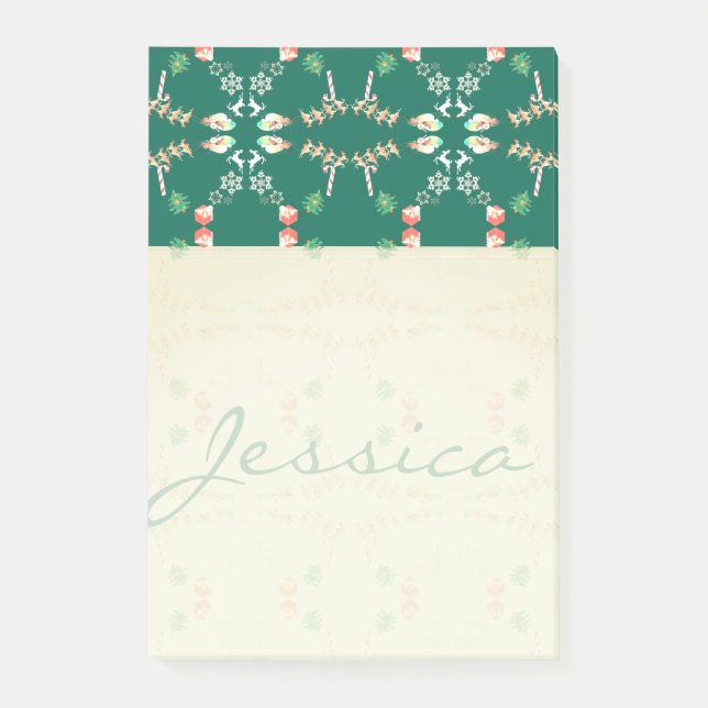 Weihnachtsmann Reindew/Name Post-it Klebezettel (Vorderseite)