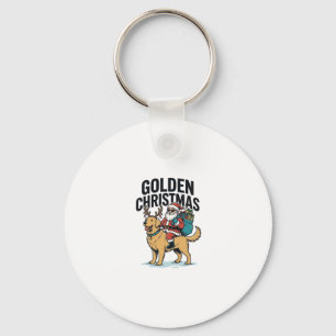 Weihnachtsmann-Reit-Retriever-Shirt Golden Schlüsselanhänger