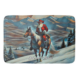 Weihnachtsmann Reiten Weihnachten Badematte