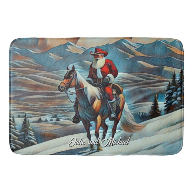 Weihnachtsmann Reiten Weihnachten Badematte (Vorderseite)