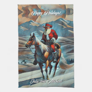 Weihnachtsmann Reiten Weihnachten Geschirrtuch