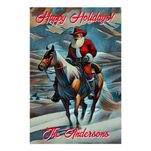 Weihnachtsmann Reiten Weihnachten Poster