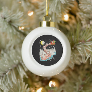 Weihnachtsmann-Reitendes-Schwein-Hässliches-Weihna Keramik Kugel-Ornament