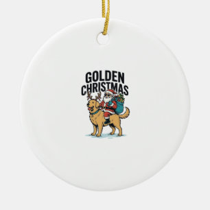 Weihnachtsmann-Reiter-Retriever-Shirt Desi Keramik Ornament
