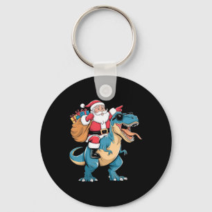 Weihnachtsmann reitet auf Dinosaurier T Rex Weihna Schlüsselanhänger