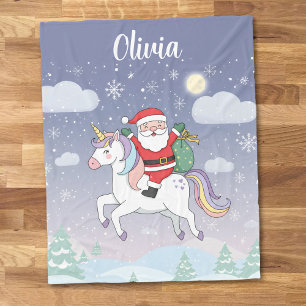 Weihnachtsmann reitet auf einem magischen Weihnach Fleecedecke