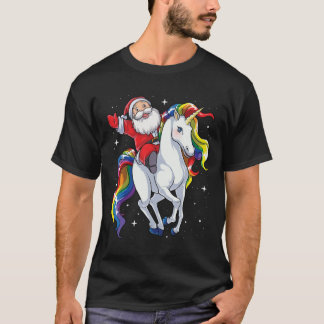 Weihnachtsmann reitet auf Einhorn Weihnachtsgesche T-Shirt