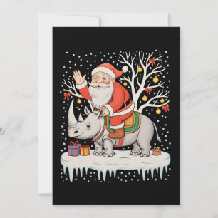Weihnachtsmann reitet auf Nashorn Schnee Weihnacht Einladung