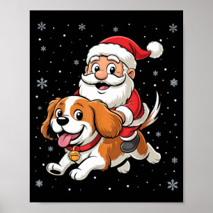 Weihnachtsmann reitet Cavalier King Charles Spanie Poster